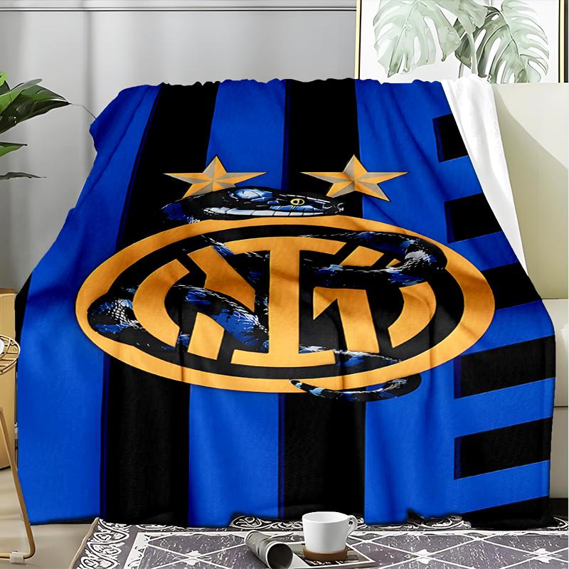 1 PZ F.C. Coperta morbida in flanella stampata Internazionale Milano per camera da letto da adulto, soggiorno, divano, campeggio, viaggi, regali per tifosi, regali di Natale