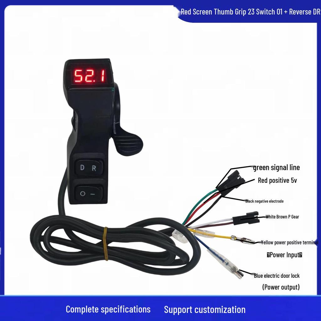 Red Screen Thumb Grip with Reverse Voltage Display for Electric Vehicle Throttle