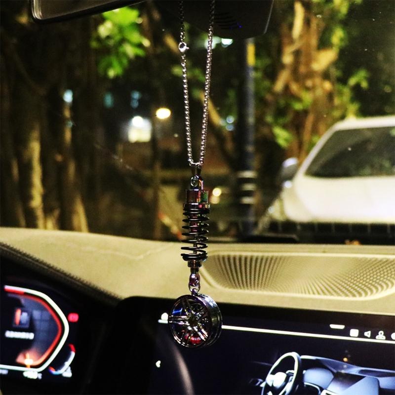 Metallrad mit Stoßdämpfern Ornament für Auto-Rückspiegel Anhänger Dekoration Automobil Innenraum Hängender Charme