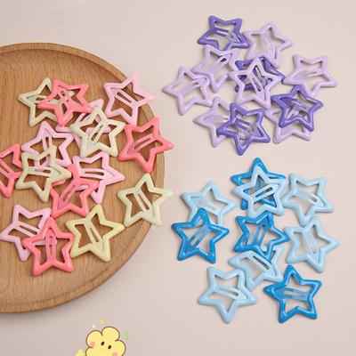 10 Stück Bunte Kawaii Stern Haarspangen Y2K Süße Mädchen BB Solide Stern Haarspangen Metall Druckverschluss Kopfschmuck Haarschmuck Geschenke
