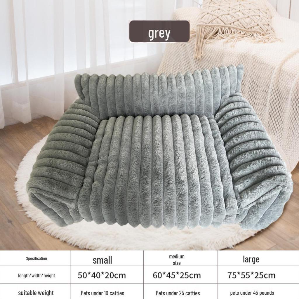 Cross-Border Plush Pet Bed: Large Rabbit Fur Sofa, Wear-Resistant Dog/Cat Nest for All Seasons.