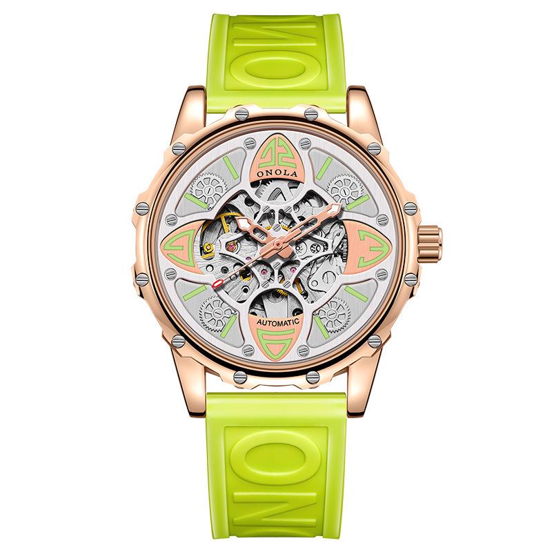 ONOLA Four-Leaf Clover Automatic Mechanical Watch - Unisex Waterproof with Rubber Strap