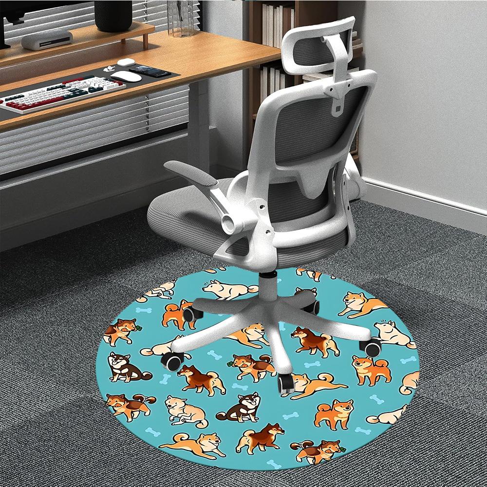 1pc Dogs Bones Office Round Area Rug, Under Office Chairs Bedroom Living Room Home Decor, Room Deco