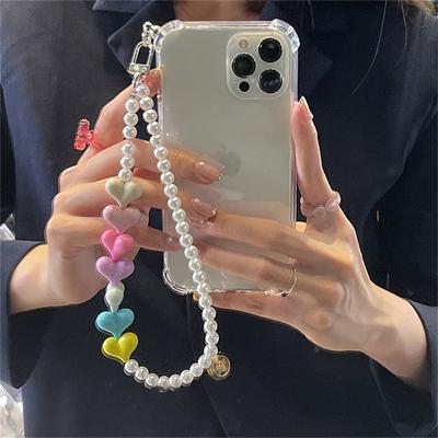 Korea Cute Love Heart Pearl Bracelet Clear Phone Case For Iphone 14 13 12 11 Pro Xs Max X Xr 7 8 Plus Se 3 Shockproof Soft Cover