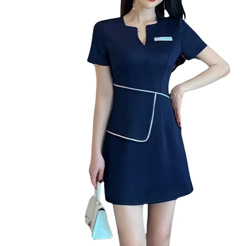 

[BEAU LLASSANA] uniform beauty salon salon beauty commute ladies woman uniform fashionable short sleeve one piece nail dental hygienist Medical system