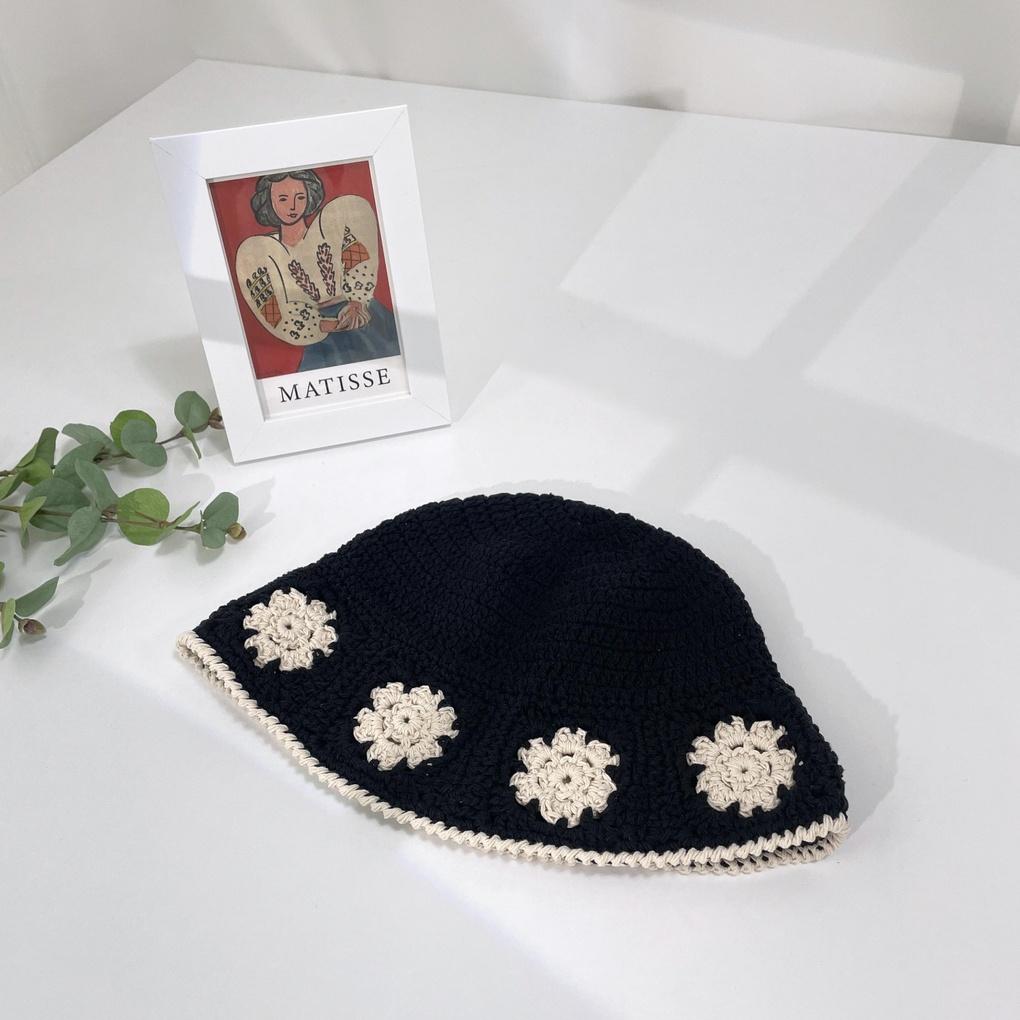 Men's and Women's Daily Bucket Hat Knit Lovely Flower Bucket Hat