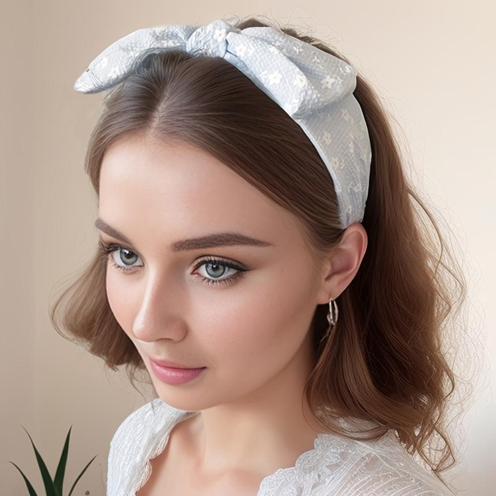 New 2025 Hair Styling Accessories Small Flower Hairbands for Women Girls Soft Wide Hoops Big Bowknot Cross Headband Summer Gift