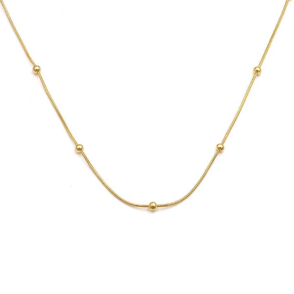 Wind Titanium Steel Collarbone Chain Women'S High-End Light Luxury 18K Gold Bead Snake Bone Chain Necklace Jewelry