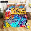 Graffiti Duvet Cover Bedding Set For Teens Boys Colorful Graffiti  Rock Music Sports Duvet Cover Kids Hip Hop Art Quilt Cover