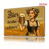 German Beer Culture Metal Wall Art Sign  With Beer Everything Is Better    Retro Bavarian Woman Design Perfect for Bars