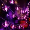 Purple Bat Halloween Decoration String Lights, Battery Powered (No Plug)