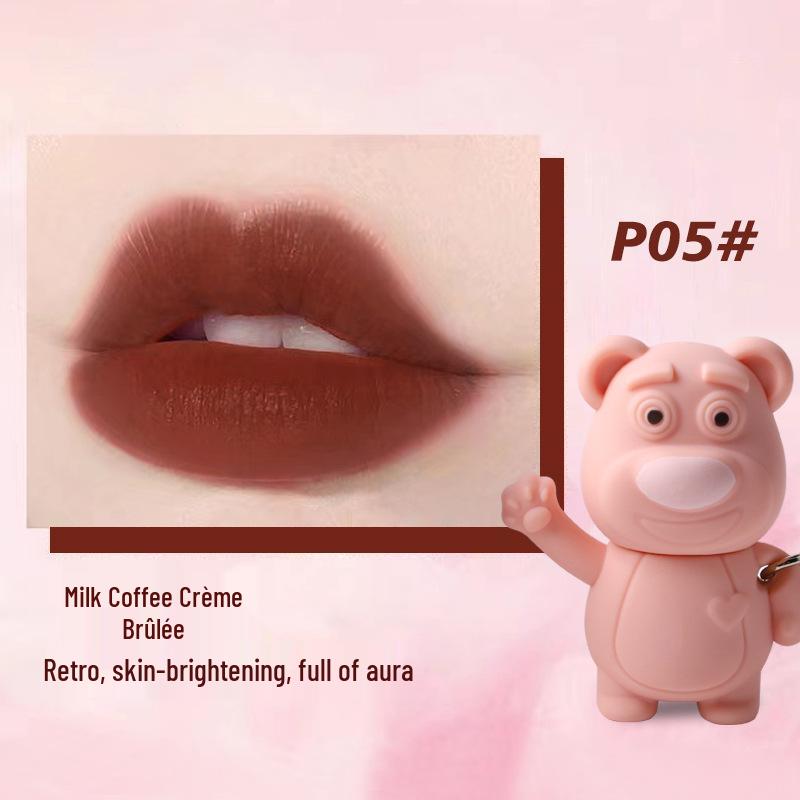 

Брелок-мишка Матовый блеск для губ - Водостойкая, Нелипкая помада-глина