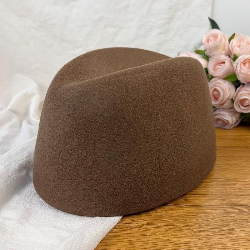 Autumn Winter Women'S Hard Top Beret Hat Wool Felt Fashion Retro Fascinating Hostess Formal Designer Cap Keep Warm Pillbox Hat