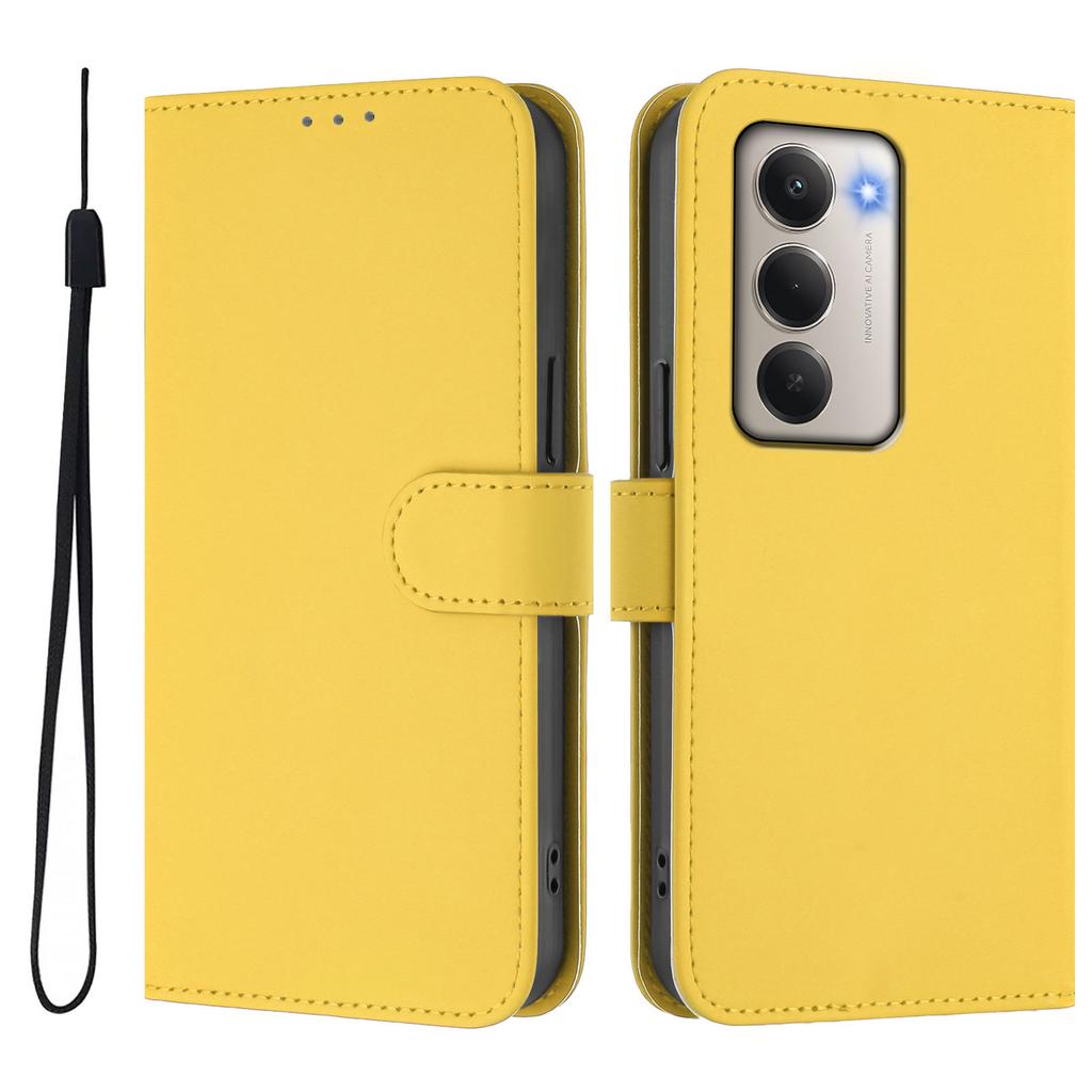 For Xiaomi Redmi 15 5G Case Solid Color Wallet Leather Phone Cover with Strap