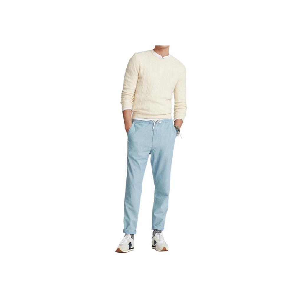 Polo Ralph Lauren Solid Color Button Tapered Casual Pants Men Bottoms Light-Blue 710740570-001