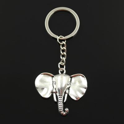 Fashion 30mm Key Ring Metal Key Chain Keychain Jewelry Antique Silver Color Plated Big Ear Elephant 44x40mm Pendant