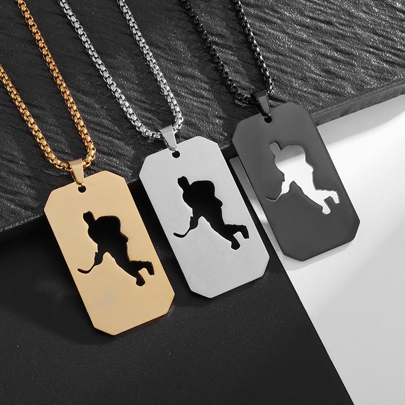 Collana Ciondolo Accessorio Acciaio Inossidabile Piatto Quadrato Vuoto