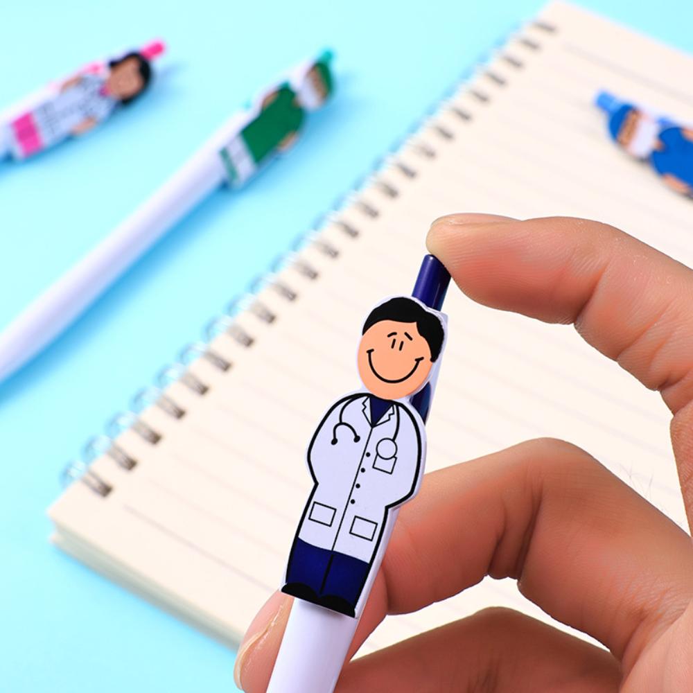 Doctor Nurse Pen Creative Press Ballpoint Pen Cartoon Character Pen Convenient For Teachers Nurses Students
