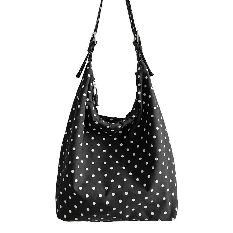 New Casual Polka Dot Bag Women's Cotton Cloth Trend Original Large-capacity Tote Bag Lazy Commuter Shoulder Bag Women