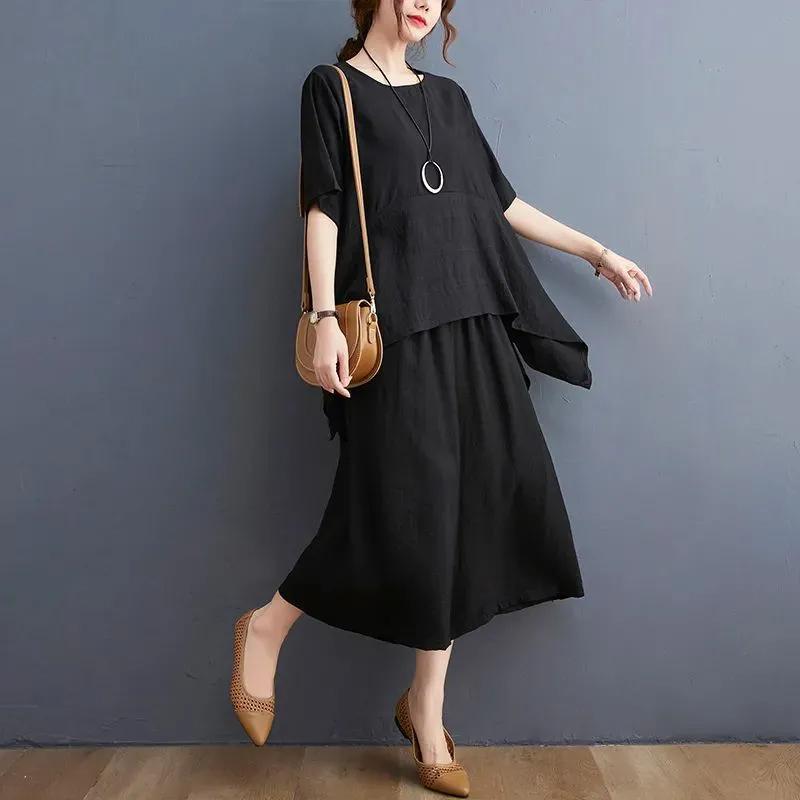 2PC Suit Women Summer Large Size Suit Women Slim Loose Tops Thin Pants Two Piece Set