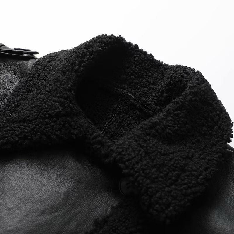 2024 Women's Fashion Shearling Coat: Versatile Solid Color, Square Neck, Belted Design for Winter