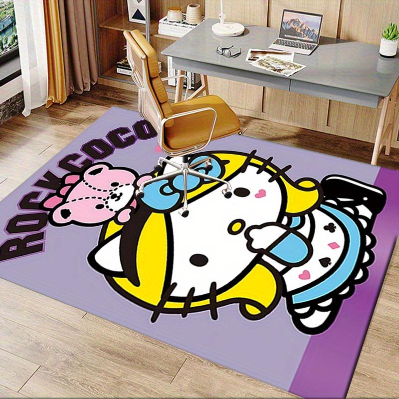 Office Rug Hello Kitty, Rock Coco Anti-Slip Rug, Machine Washable for Living Room, Bedroom, Office, Multiple Sizes, Bedroom Mat, Decorative Mat, Durab