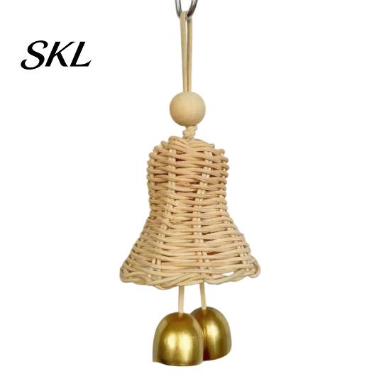 Bell-shaped Bird Toy Rattan Woven Parrot Toy, Bell Chew Chewing with Bells or Balls, Cage Accessories for Cockatiels Budgies Small Medium Parrots
