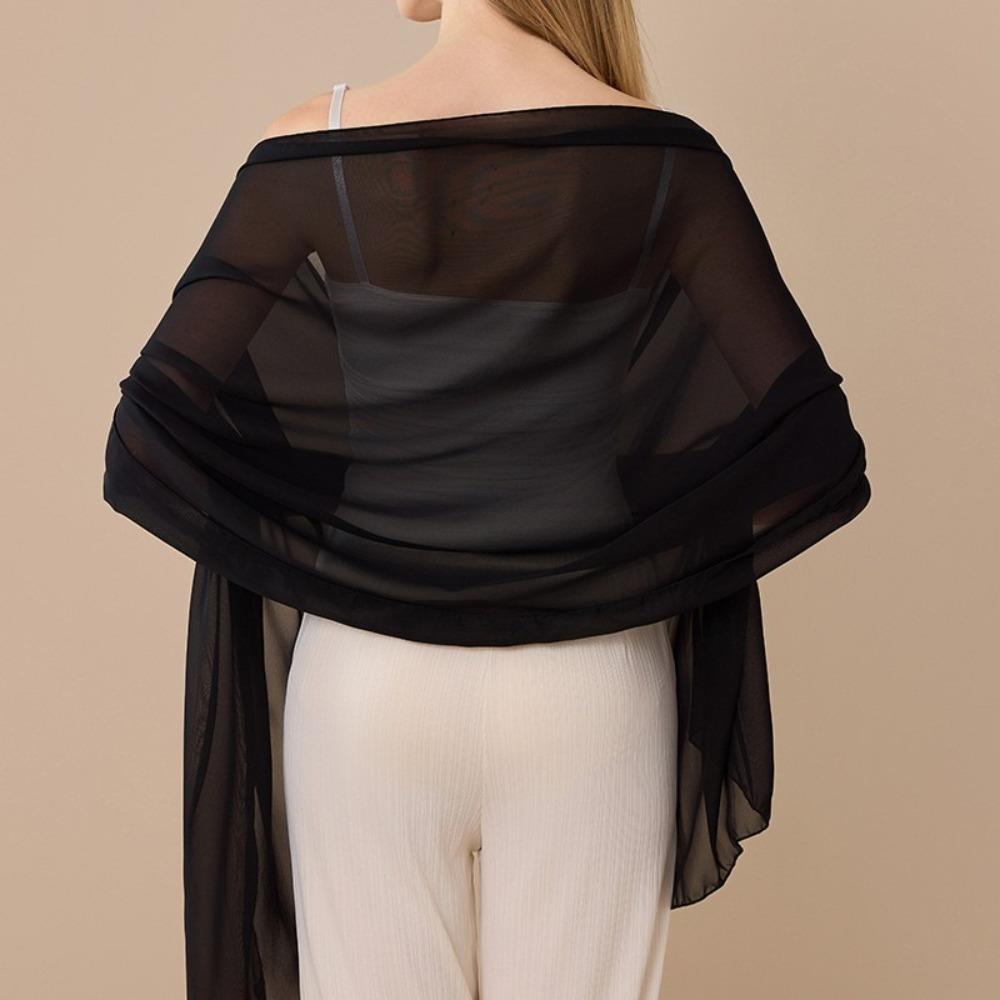 

Chiffon Bridesmaid Shawl Lightweight Fabric Wedding Party Shawl Chiffon Shawl Wedding Ceremony чорний