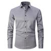Camicia bianca nera grigia Top a maniche lunghe da uomo Camicia da uomo con bottoni alla moda Camicia da uomo d'affari con risvolto sottile Camicie basic solide