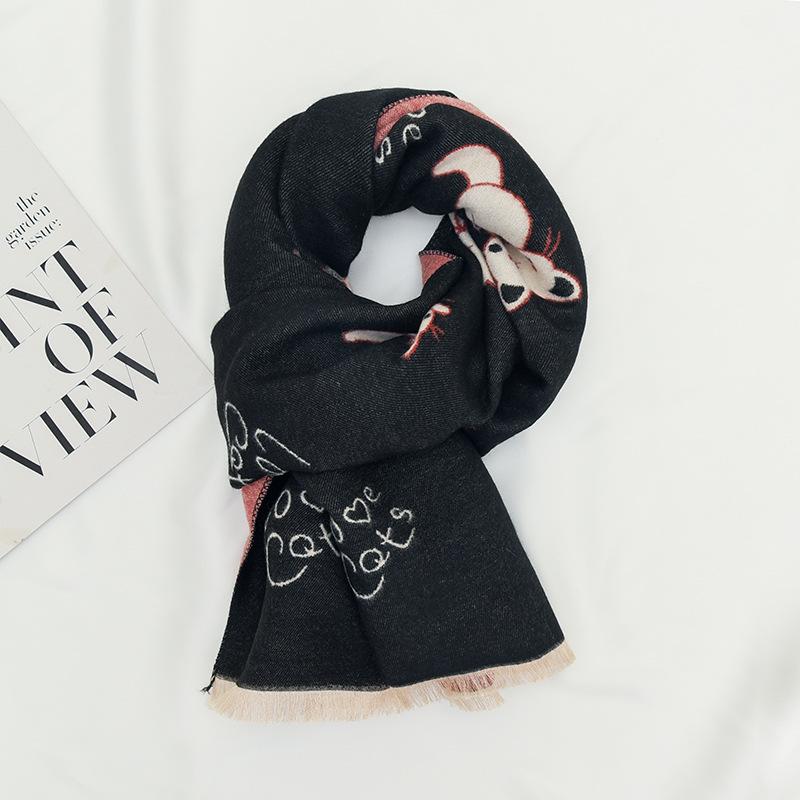 Children's Versatile Tassel Shawl Imitation Cashmere Print Warm Dual Purpose Fashionable Temperament Scarf Shawl