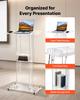 Podium Stand 120 cm Acrylic Lectern Mobile Laptop Desk Storage Shelf, for Schools, Churches and Events, Clear Portable Presentation Lectern Stand with