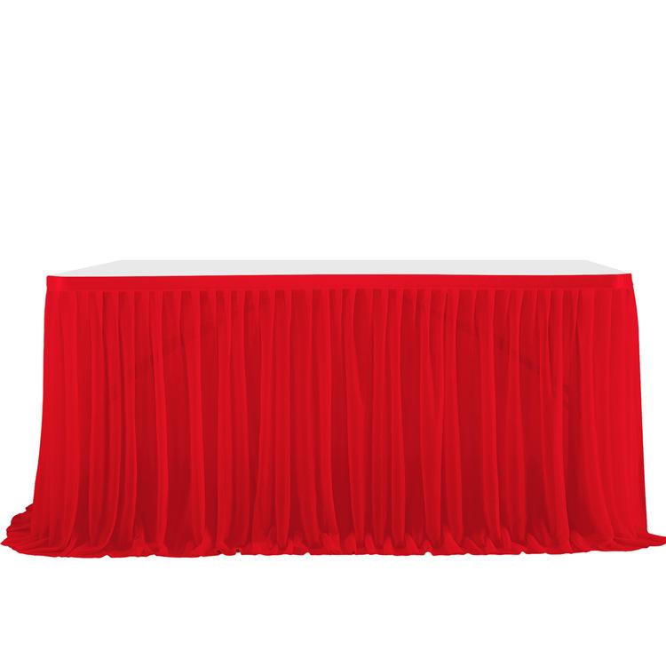 Table Skirt Pleated Table Circumference Birthday Party Wedding Decoration Ruffle Edge Elastic Thin Gauze Table Skirt Tulle