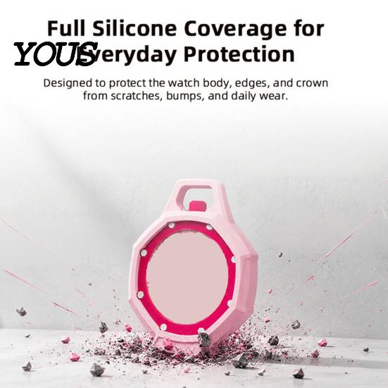 Waterproof Watch Case Soft Silicone Protective Case, Lightweight Octagonal Bumper with Stylish Accessory Strap Loop, Scratch-Proof