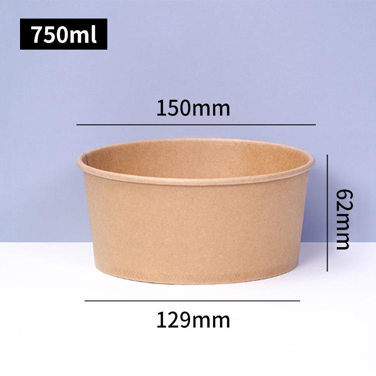 Индивидуальная миска из крафт-бумаги для еды на вынос: Одноразовый круглый контейнер для легких блюд, фруктов и салатов.