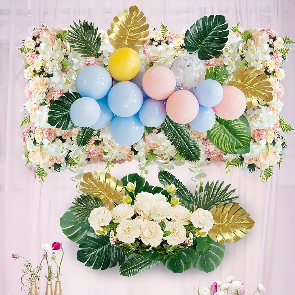 Artificial Monstera Leaf Green Foliage Single Stem Fake Leaves Plastic Leaves for Balloon Wedding Decor, Small Fresh Home Decor Accessories, Suitable