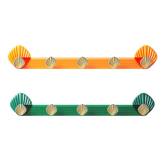 Haczyk na płaszcze montowany na ścianie Design muszli Samoprzylepne haczyki ścienne Dekoracyjne 5 haczyków Wieszak do przedpokoju na płaszcze ręczniki kapelusze torby Użycie w łazience kuchni