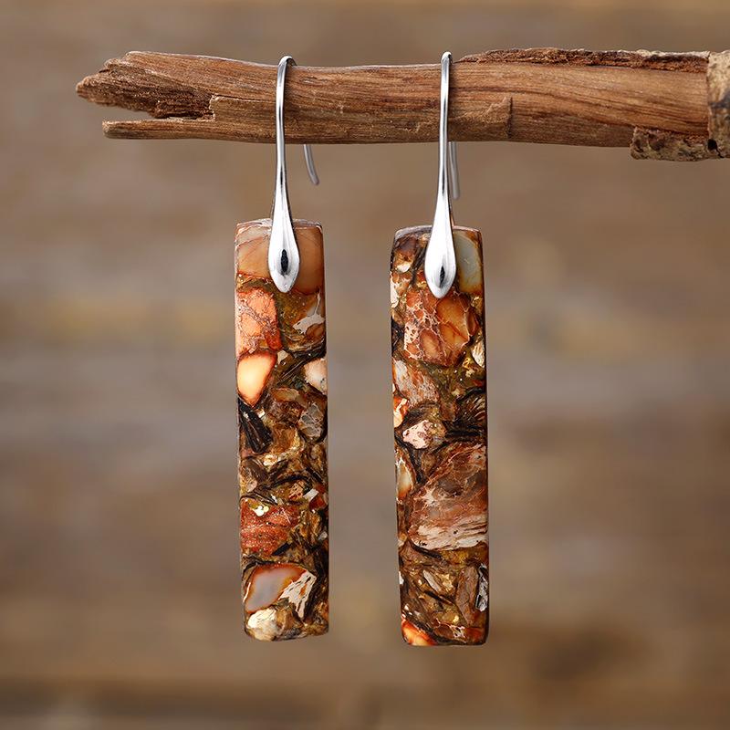 Luxury New High Quality Bohemian Natural Stone Geometric Earrings Earrings Light Luxury Xiyin, Popular Jewelry