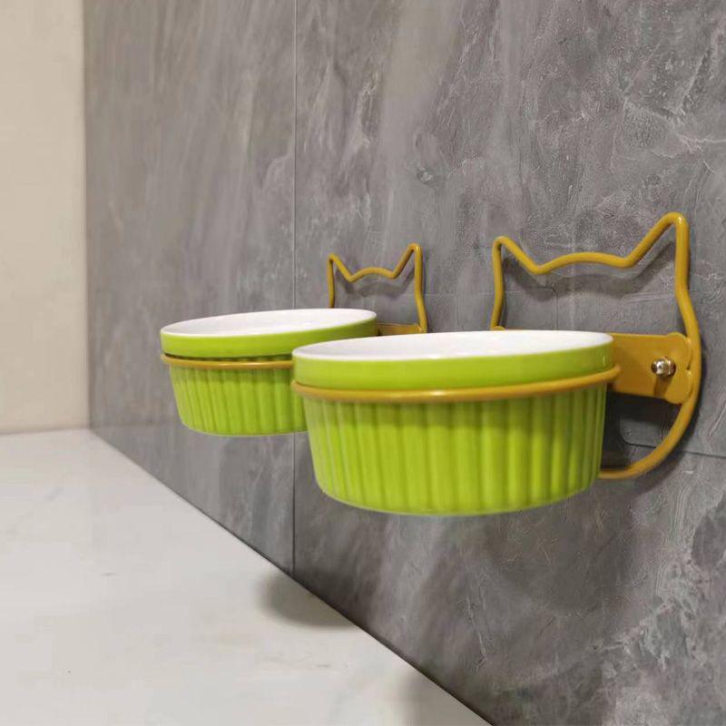 Wall-Mounted Ceramic Pet Bowl for Cats, Puppies, Rabbits, and Small Dogs - No Slanted Edge