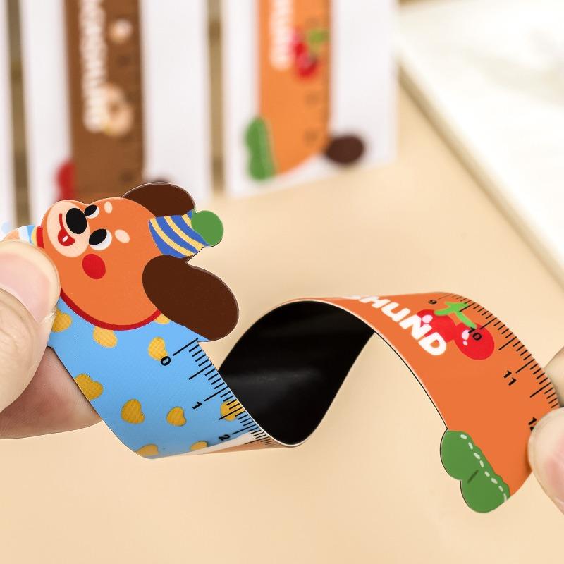 Cartoon Long Dog Magnetic Bookmark Ruler, Cute Student, High Appearance Level, Flexible Ruler, Irregular-shaped Magnetic Straight Ruler