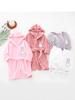 2025 Korean Flannel Kids' Embroidered White Rabbit Hooded Bathrobe