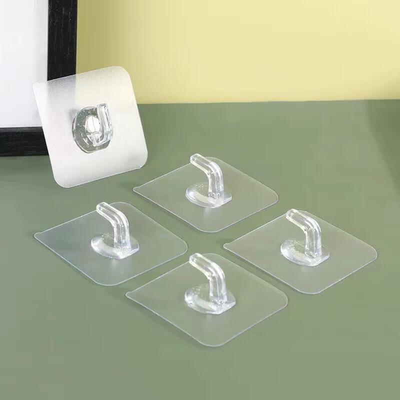 Transparent Punch-Free Ox Horn Adhesive Hooks (10-Pack)