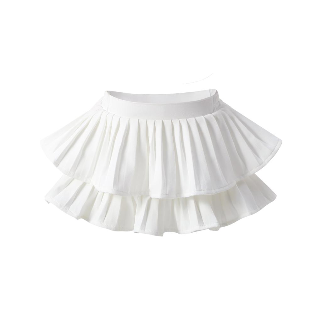 School Girls Dance Layered Tutu Skirt Elastic Waist Pleated Skirt Kids Performance Daily Wear Casual Party Outfit Ruffle Skirts