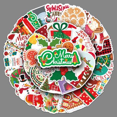 50 Weihnachts-Doodle-Aufkleber Personalisierte Cartoon Niedliche Feiertagsdekoration Handyhülle Wasserbecher Kreative Aufkleber