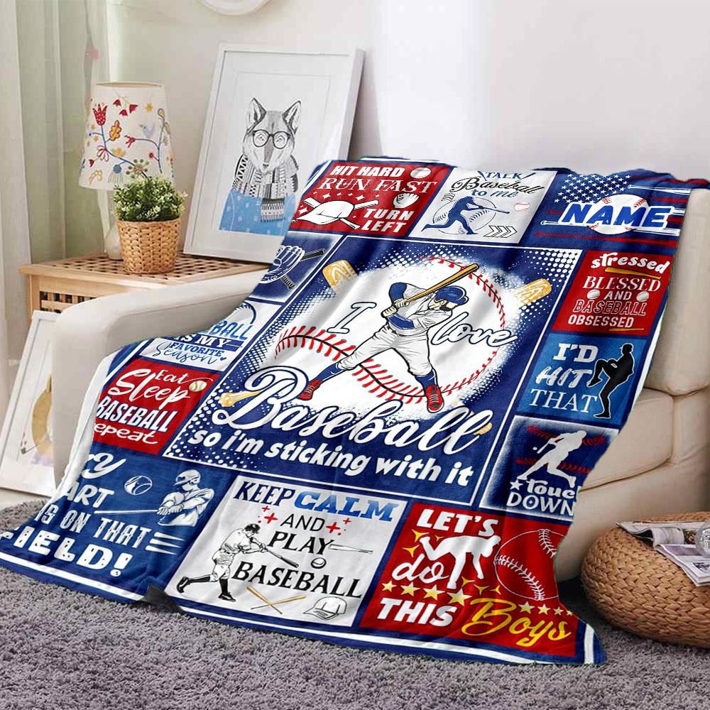Love Baseball Passionate Quotes And Designs Cozy Blanket Customize Your Name Ultrasoft Great For Sofa Couch Office Bed Picnics For All Occasions