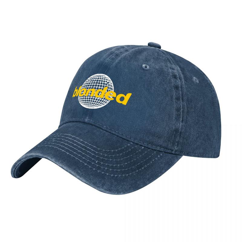 Danded Logo Washed Cotton Baseball Cap Classic Black Adjustable Hat With Globe Design Fashionable Streetwear Accessory