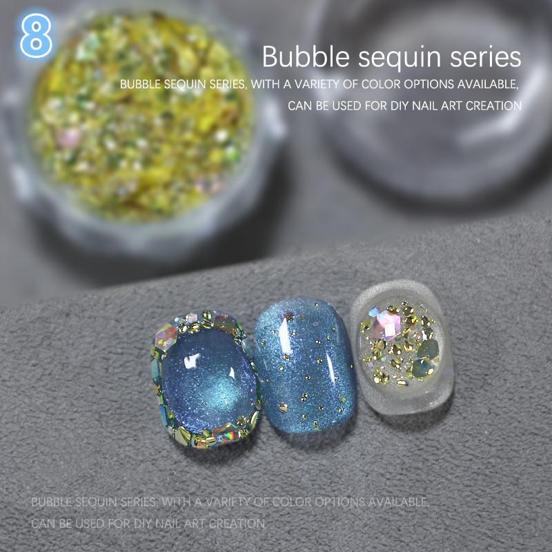 1Jar Bubble Nail Glitter Coarse Fine Mixed Large Glitter Irregular Hexagonal Sequin Diy Nail Jewelry Decoration Material