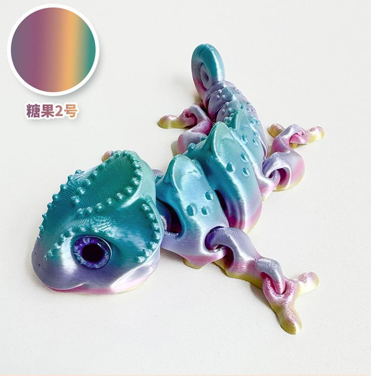 10Cm 3D Printing Chameleon Model Flexible Joints Movable Decompression Birthday Toy Simulation Animal Decoration Ornament Home