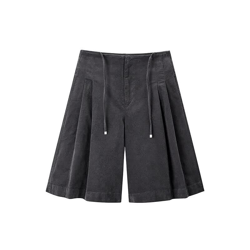 Ledin Pleated Drawstring Casual Skort Shorts L