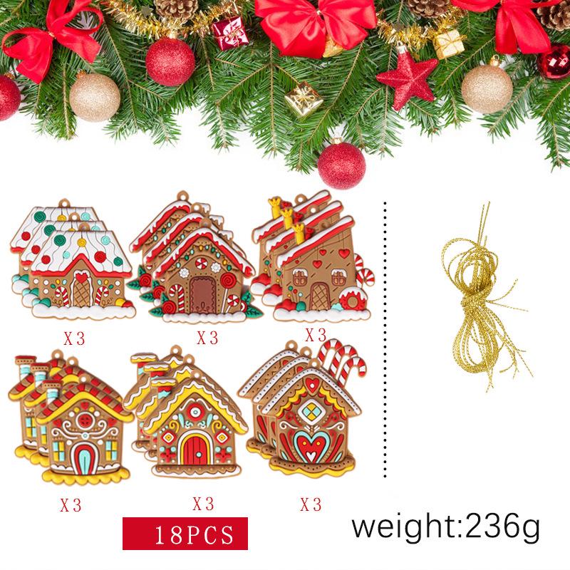 Cross-Border PVC Gingerbread House Ornaments - Soft Rubber Hanging Decorations for Christmas Trees & Scenes