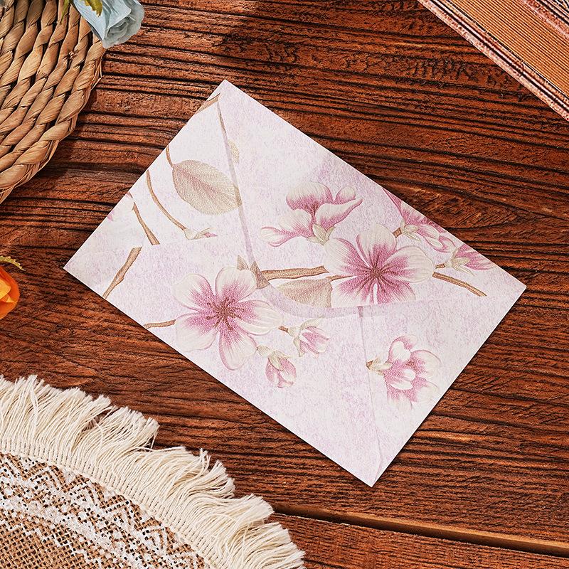 10Pcs Vintage Art Flower Relief Kraft Paper Envelope Letter Paper Wedding Invitation Postcard Holders Aesthetic Mailer Packaging
